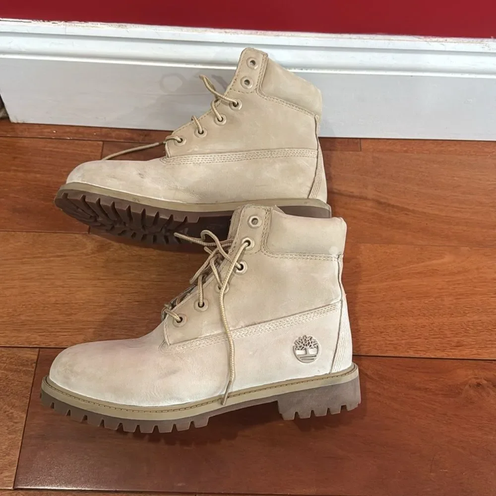 Timberland ReBOTL Off-White Tan Leather Lace-Up‎ Waterproof Work Boots 5.5 Men’s